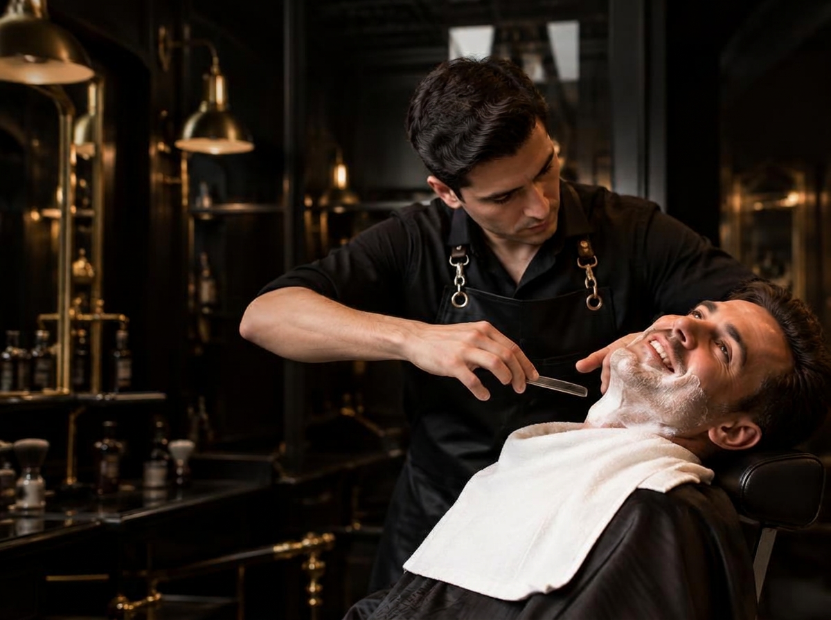 Deniz Kaya, Straight razor shave, Gate Village